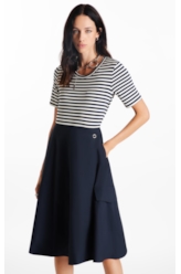 Vestido Tricoline Stripes Dark Navy