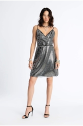 Vestido Tule Chevron Preto