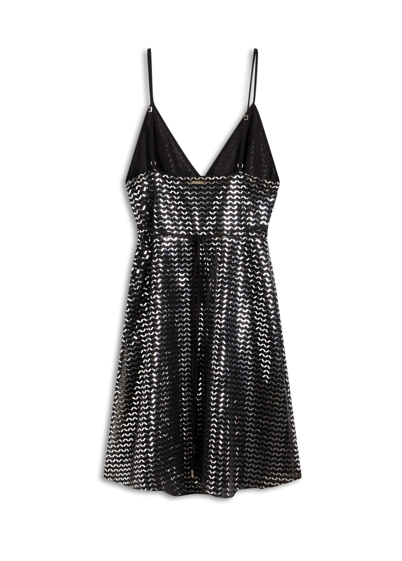 Vestido Tule Chevron Preto