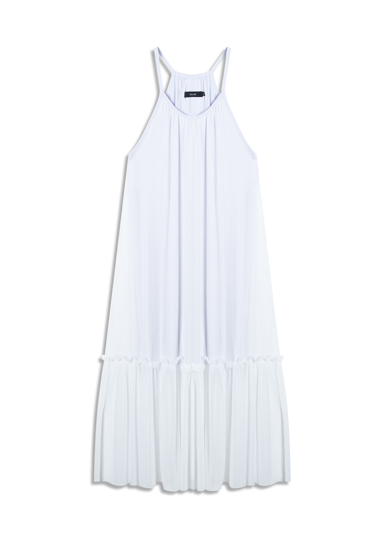 Vestido Tule Lurex Midi Branco