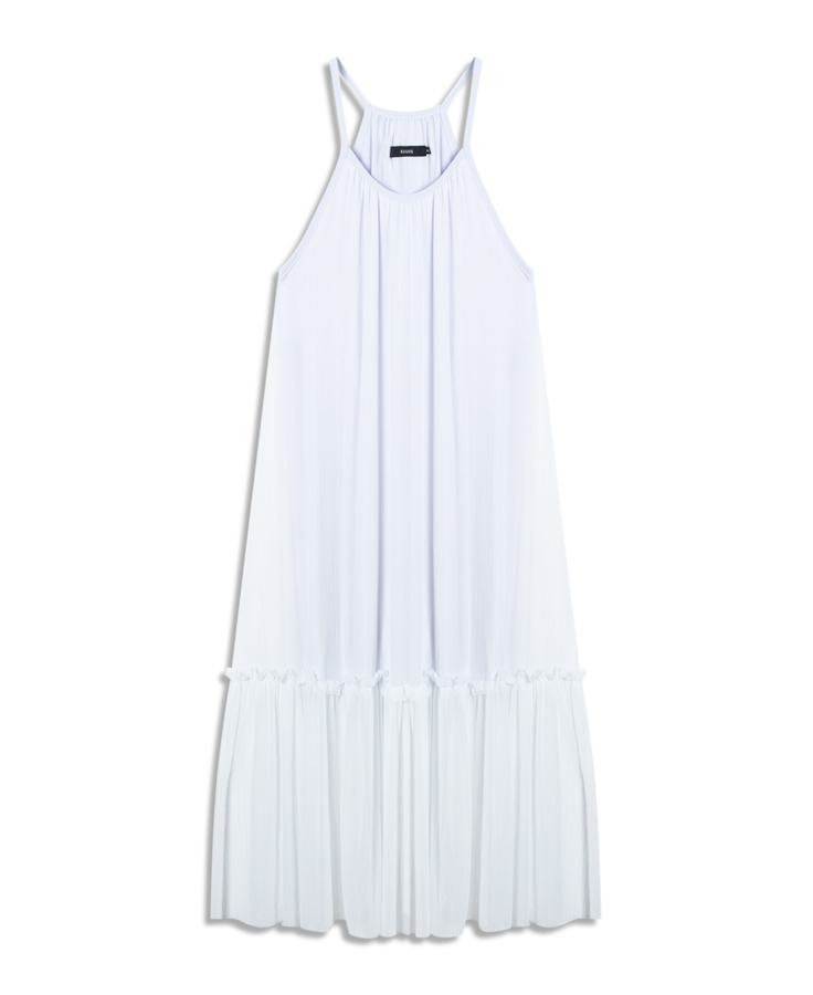 Vestido Tule Lurex Midi Branco
