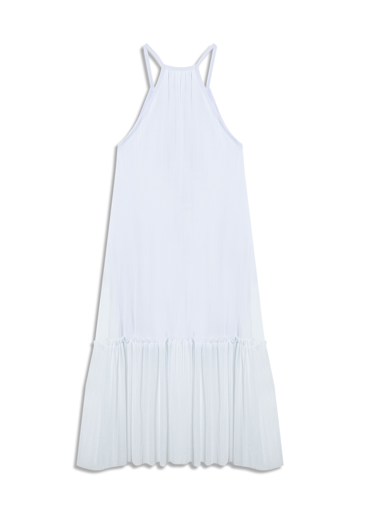 Vestido Tule Lurex Midi Branco