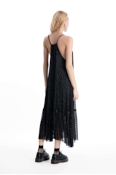 Vestido Tule Lurex Midi Preto