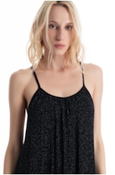 Vestido Tule Lurex Midi Preto