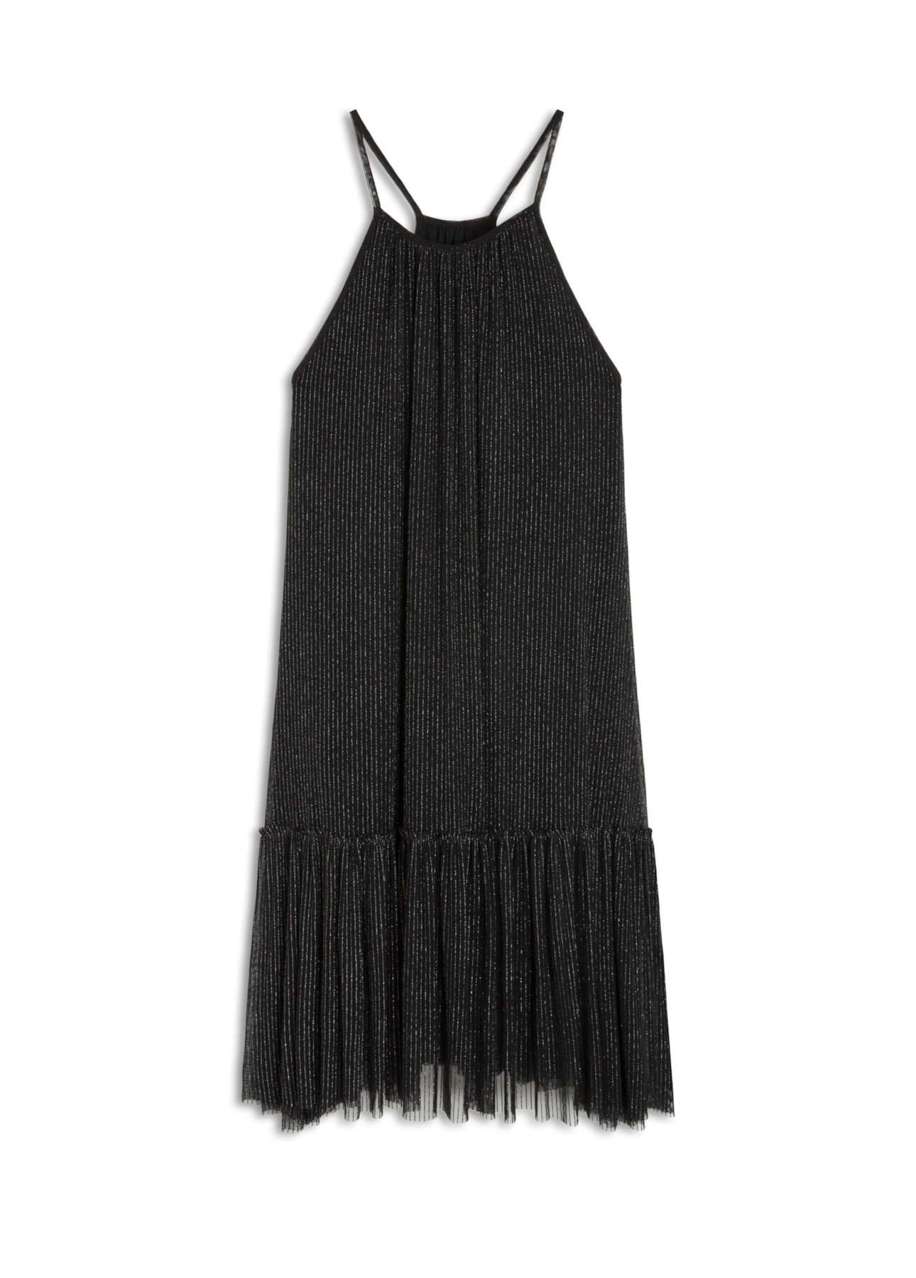 Vestido Tule Lurex Midi Preto