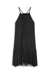 Vestido Tule Lurex Midi Preto