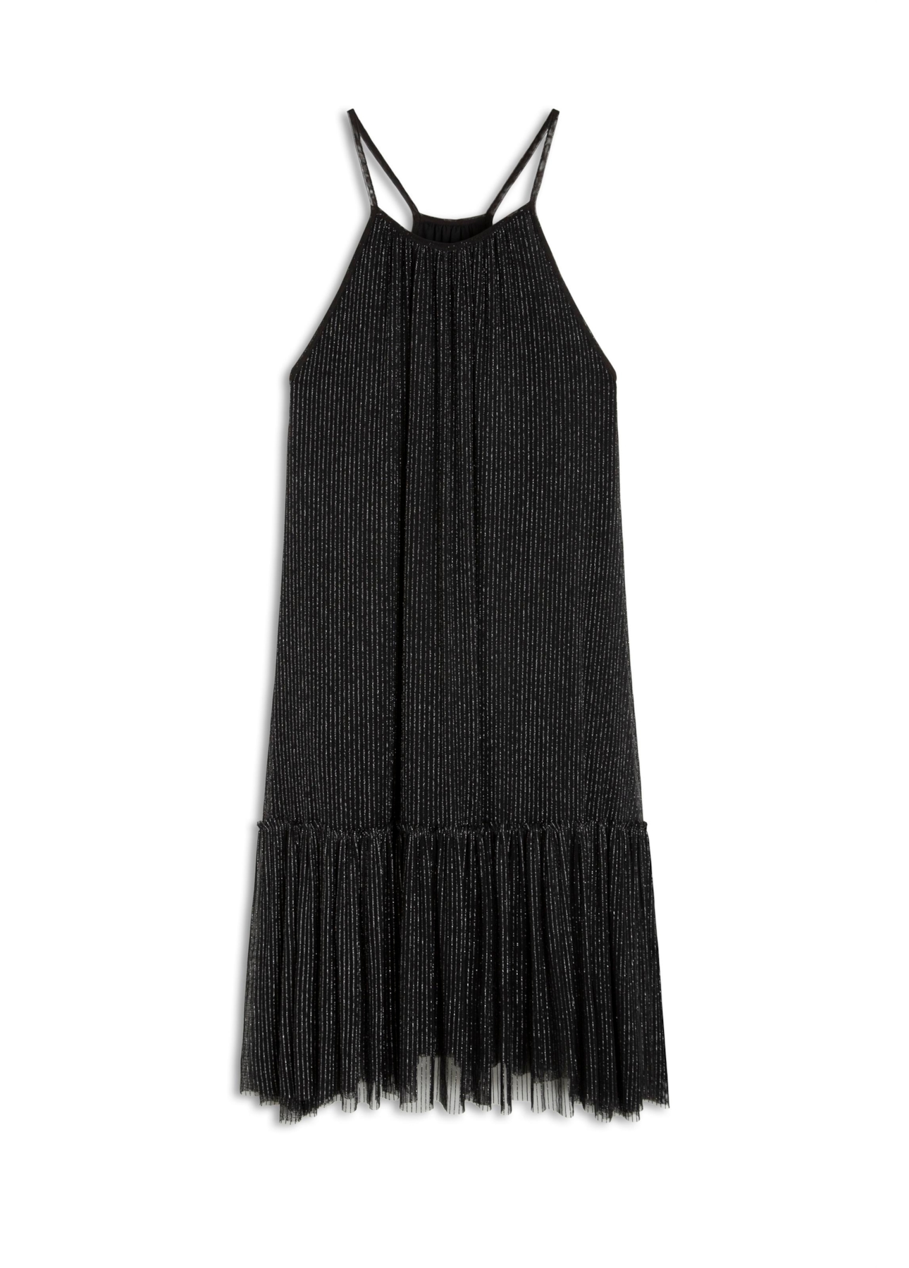 Vestido Tule Lurex Midi Preto