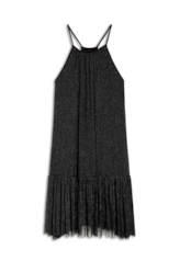 Vestido Tule Lurex Midi Preto