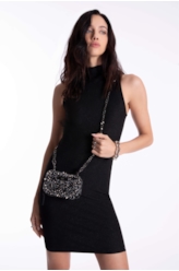 Vestido Turtleneck Dress Ellus Preto