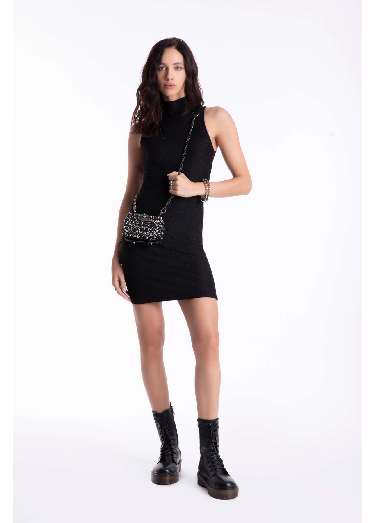 Vestido Turtleneck Dress Ellus Preto