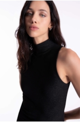 Vestido Turtleneck Dress Ellus Preto