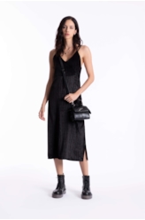 Vestido Velvet Embrossed Preto