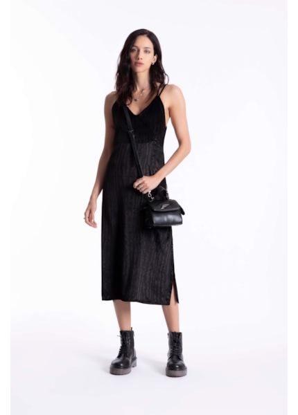 Vestido Velvet Embrossed Preto