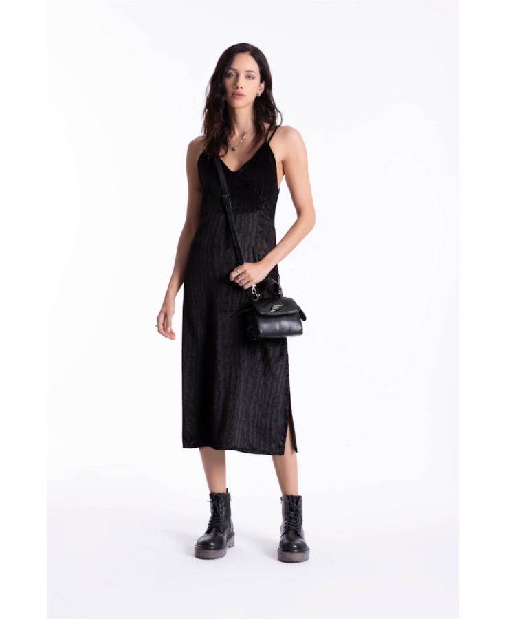 Vestido Velvet Embrossed Preto