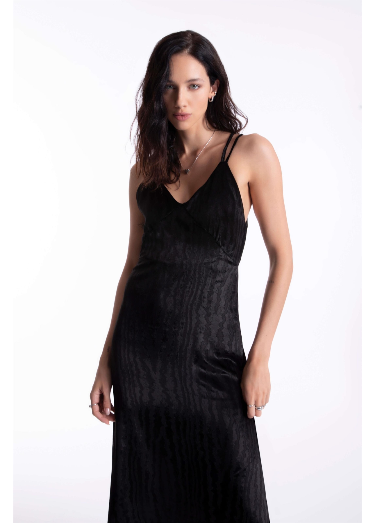 Vestido Velvet Embrossed Preto