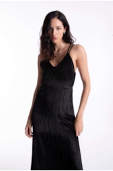 Vestido Velvet Embrossed Preto