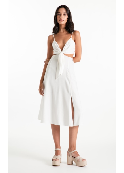 Vestido Visco Affinity Strappy Midi Off White