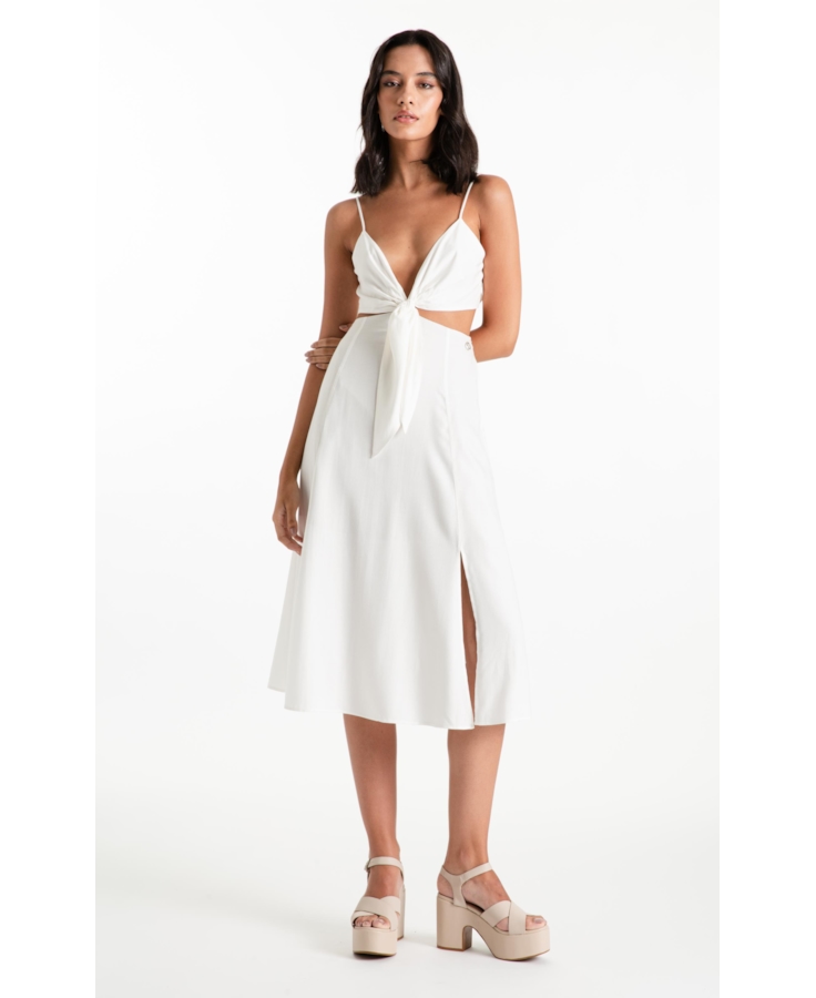 Vestido Visco Affinity Strappy Midi Off White