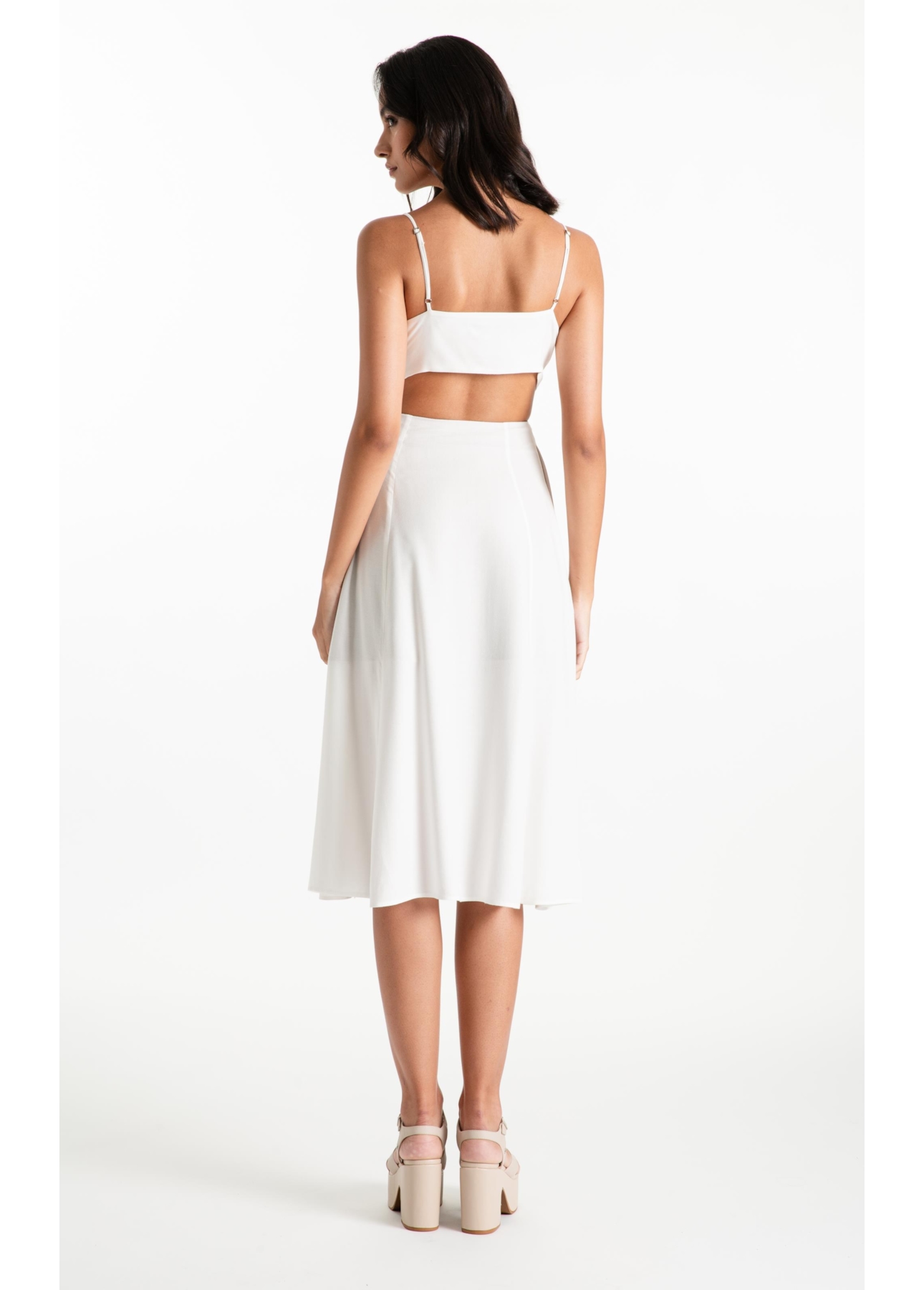 Vestido Visco Affinity Strappy Midi Off White