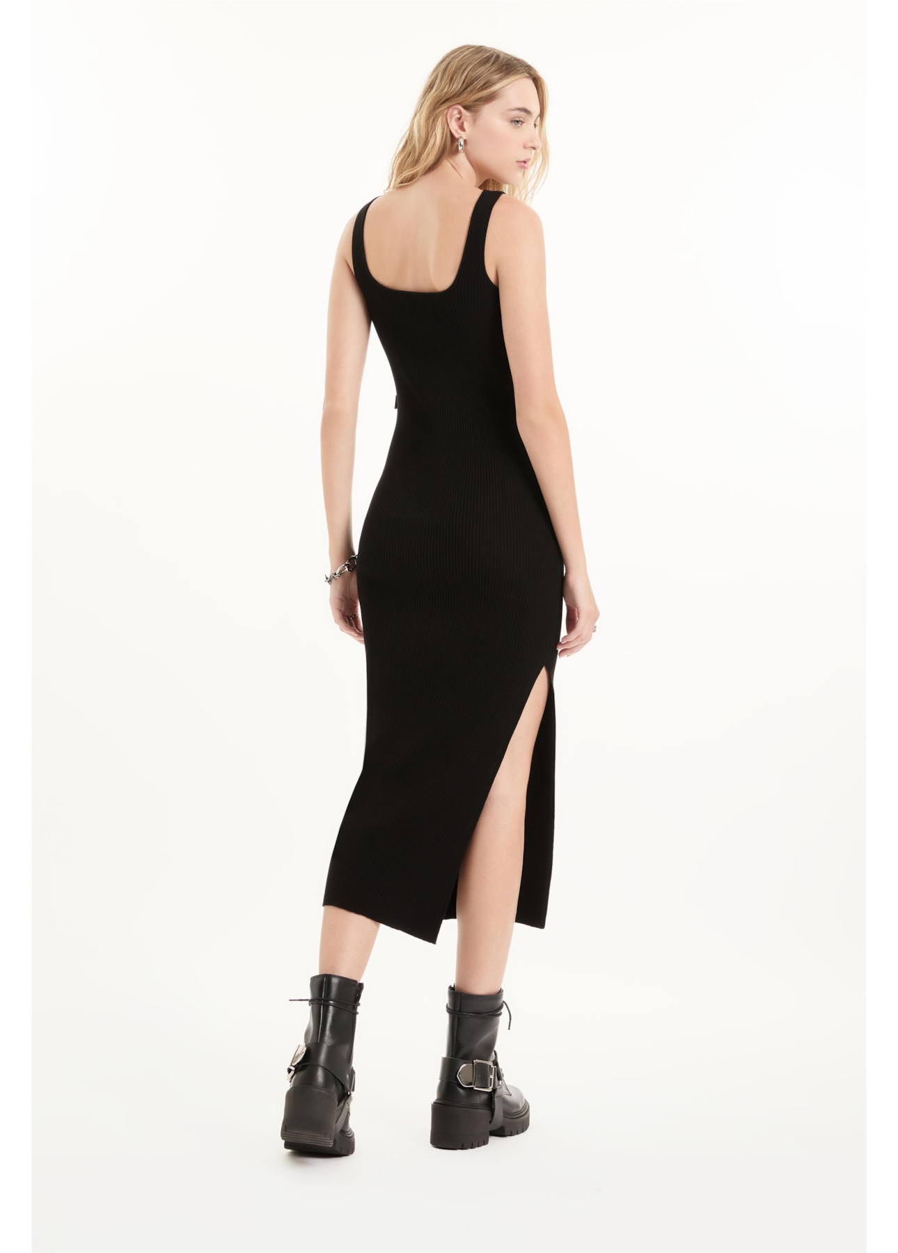 Vestido Visco Dress Ribbed Sleeveless Preto