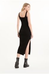 Vestido Visco Dress Ribbed Sleeveless Preto