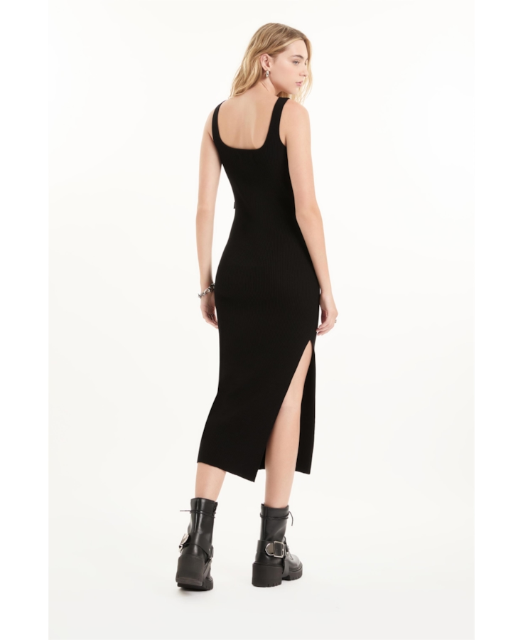 Vestido Visco Dress Ribbed Sleeveless Preto