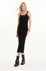 Vestido Visco Dress Ribbed Sleeveless Preto