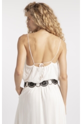 Vestido Visco Lurex Ruching Branco