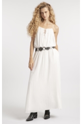 Vestido Visco Lurex Ruching Branco
