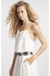 Vestido Visco Lurex Ruching Branco