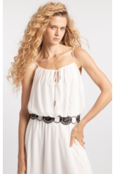 Vestido Visco Lurex Ruching Branco