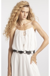 Vestido Visco Lurex Ruching Branco