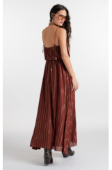 Vestido Visco Lurex Ruching Marrom