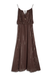 Vestido Visco Lurex Ruching Marrom