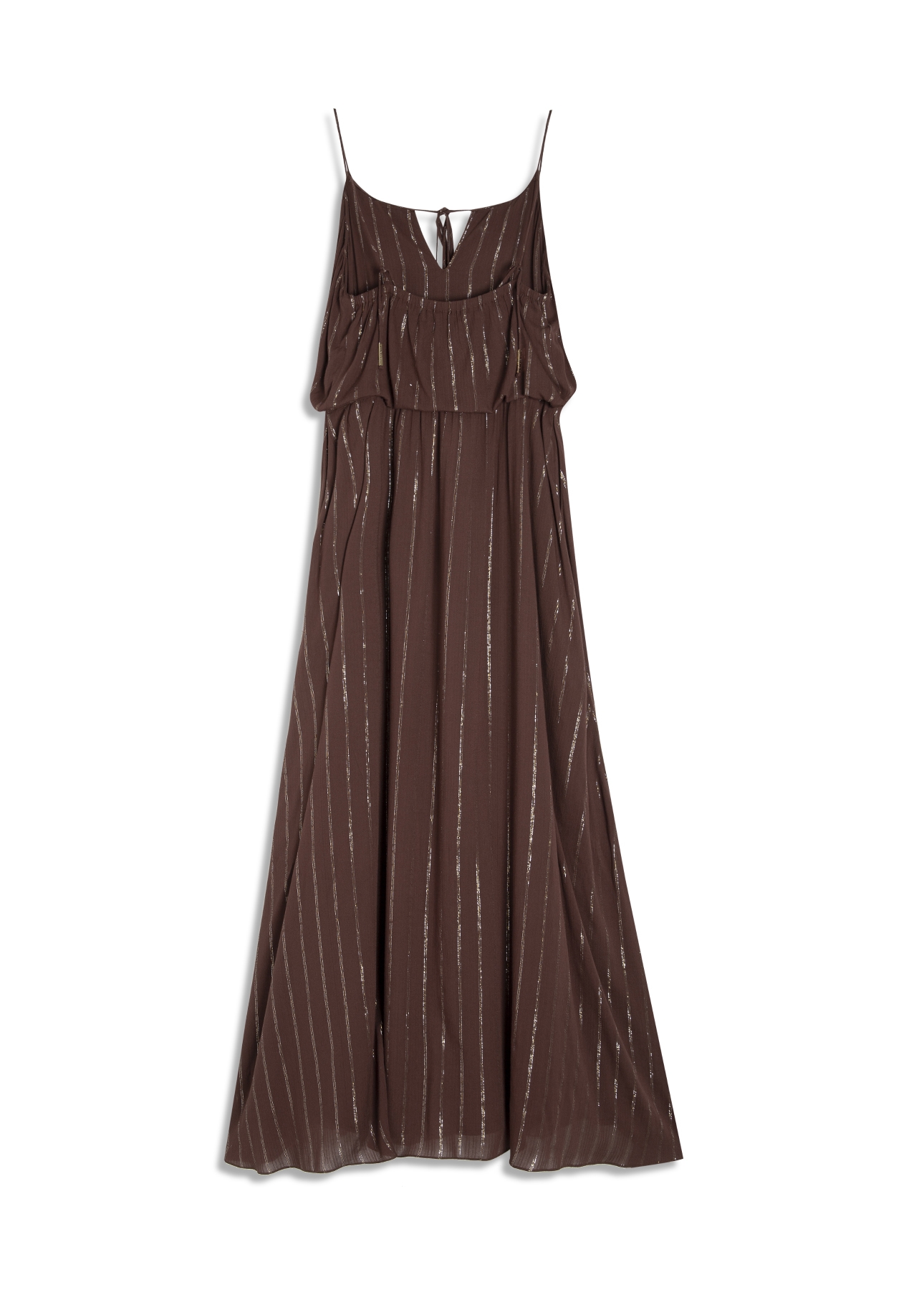 Vestido Visco Lurex Ruching Marrom