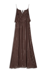 Vestido Visco Lurex Ruching Marrom