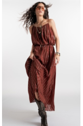 Vestido Visco Lurex Ruching Marrom