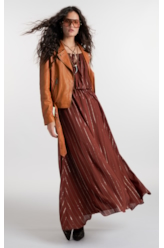 Vestido Visco Lurex Ruching Marrom