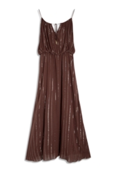 Vestido Visco Lurex Ruching Marrom
