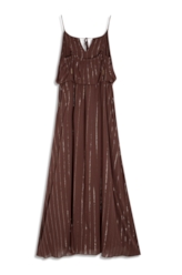 Vestido Visco Lurex Ruching Marrom