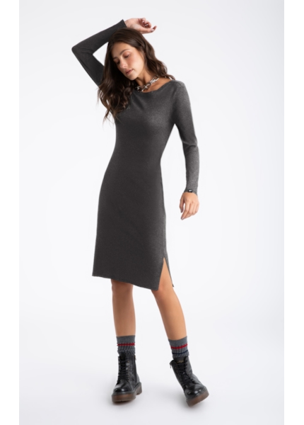 Vestido Viscocrepe Mescla Twisted Cinza Mescla
