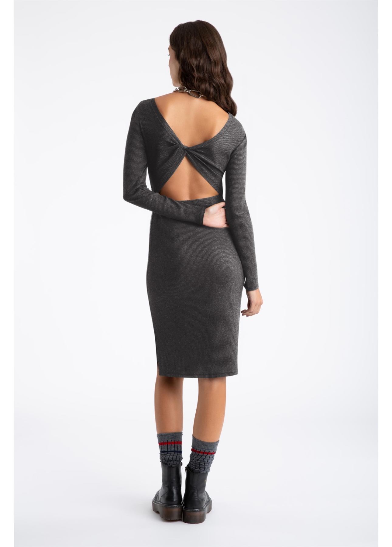 Vestido Viscocrepe Mescla Twisted Cinza Mescla