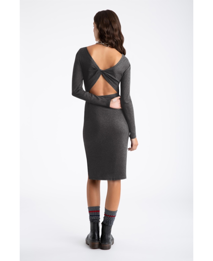 Vestido Viscocrepe Mescla Twisted Cinza Mescla