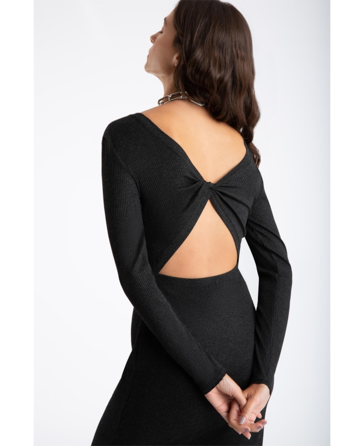Vestido Viscocrepe Mescla Twisted Preto