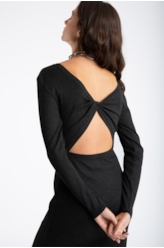 Vestido Viscocrepe Mescla Twisted Preto