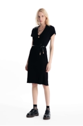 Vestido Viscorib Neck Dress Preto