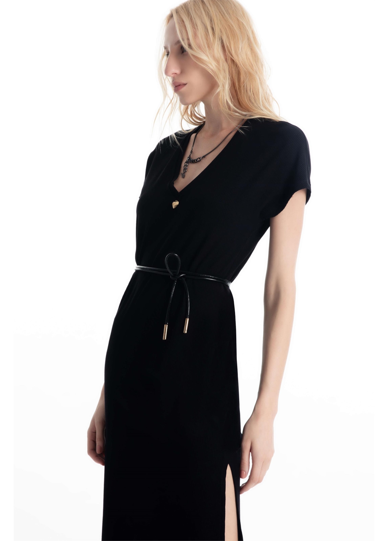 Vestido Viscorib Neck Dress Preto