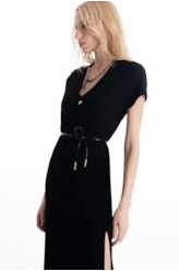 Vestido Viscorib Neck Dress Preto