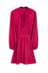 Vestido Viscose Twill Tie Belt Magenta
