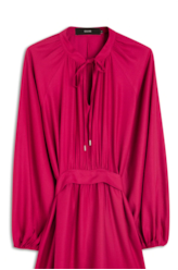 Vestido Viscose Twill Tie Belt Magenta